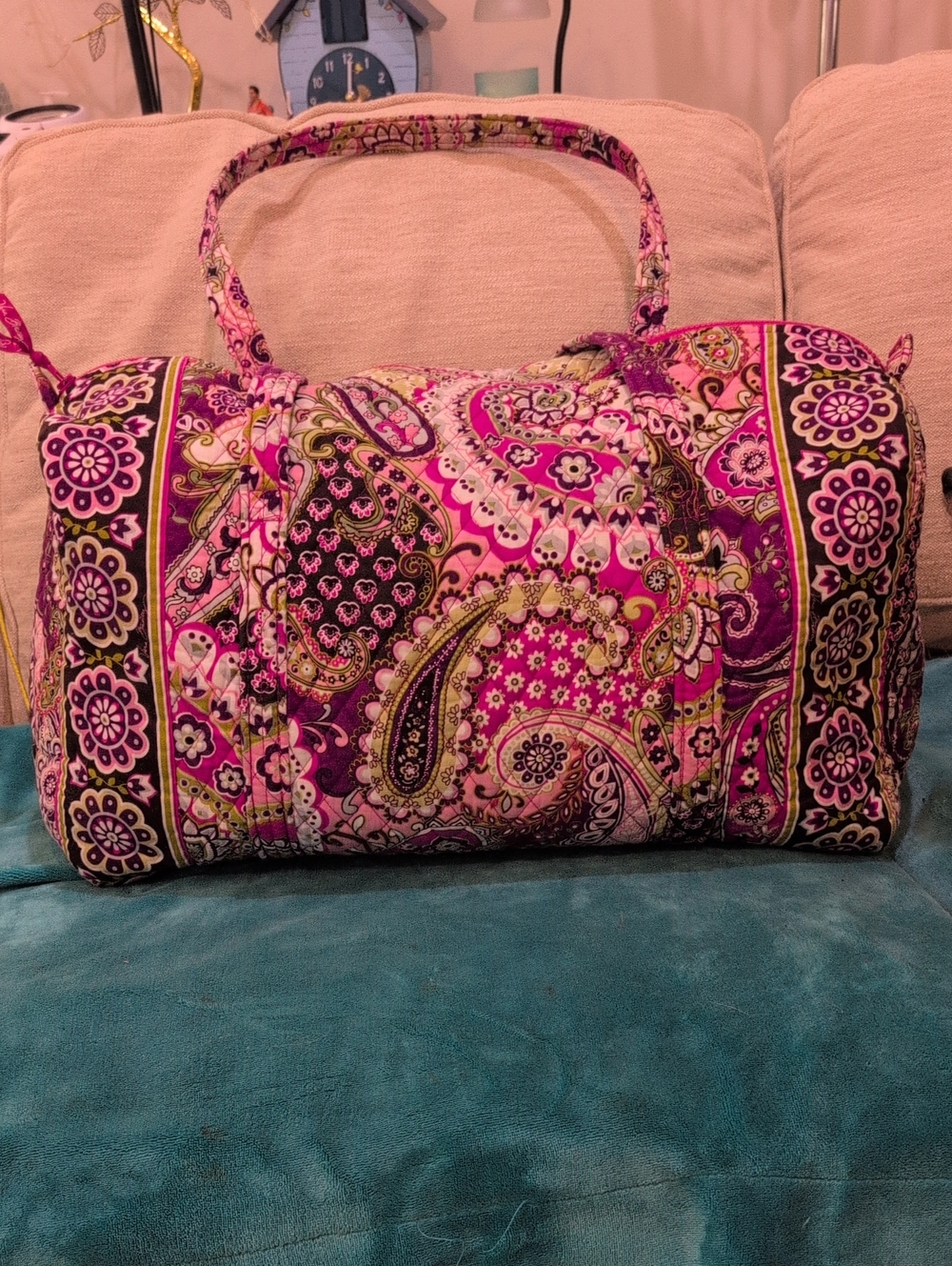 Vera Bradley Large Weekender In Very Berry Parch Pattern - Retired